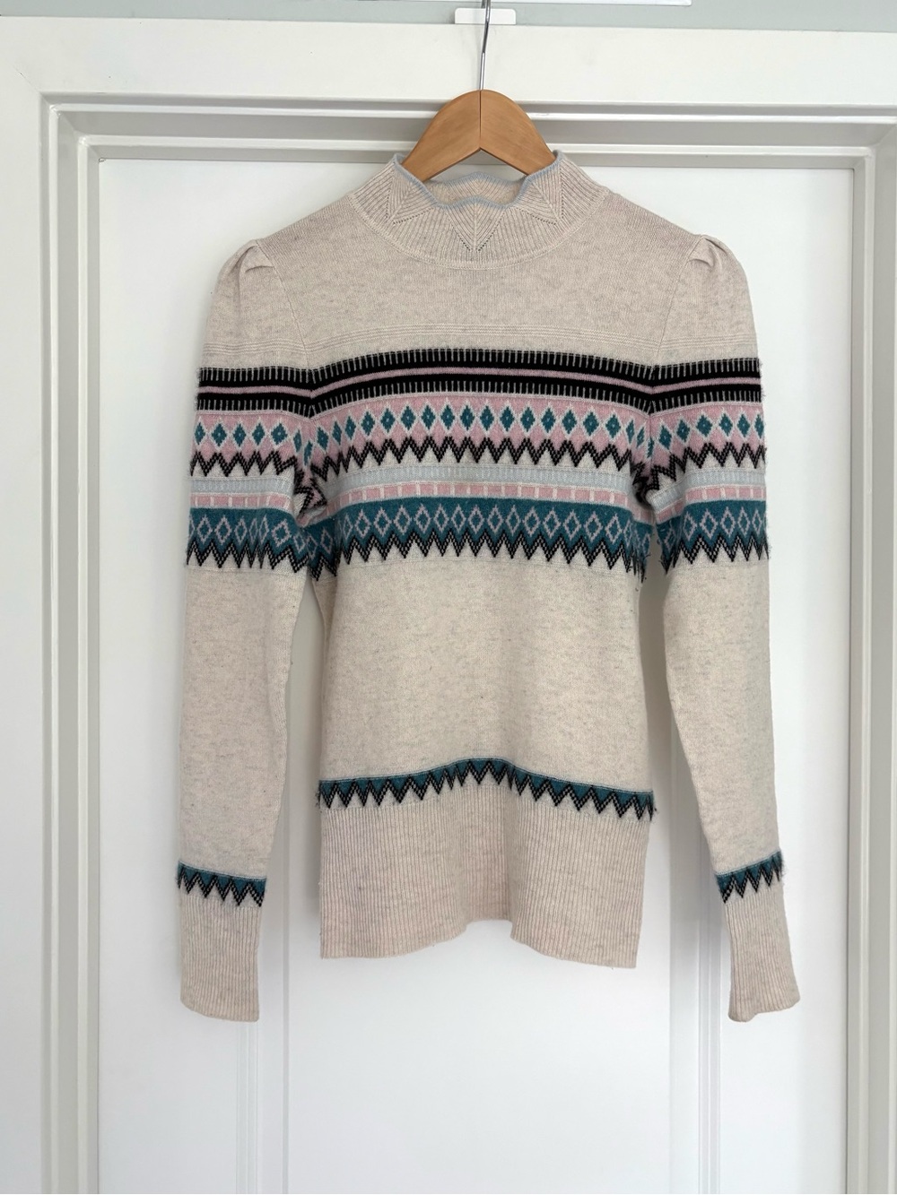 Aqua 100% Cashmere Fair Isle Sweater S